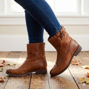 Frye Tan Leather Ankle Booties